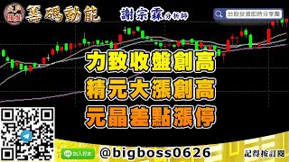 【大戶羅盤籌碼動能】 #謝宗霖0807，力致收盤創高 精元大漲創高 元晶差點漲停 (圖)