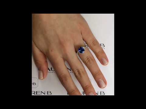 3.23 ct Cushion Cut Sapphire Engagement Ring