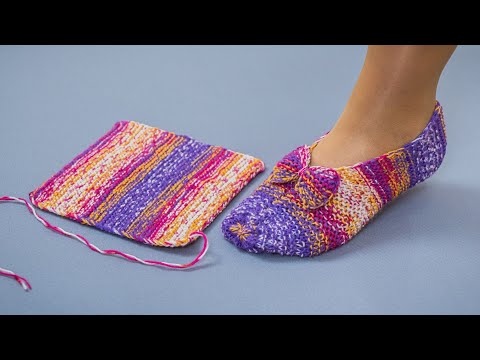 Simple square knitted slippers for beginners!