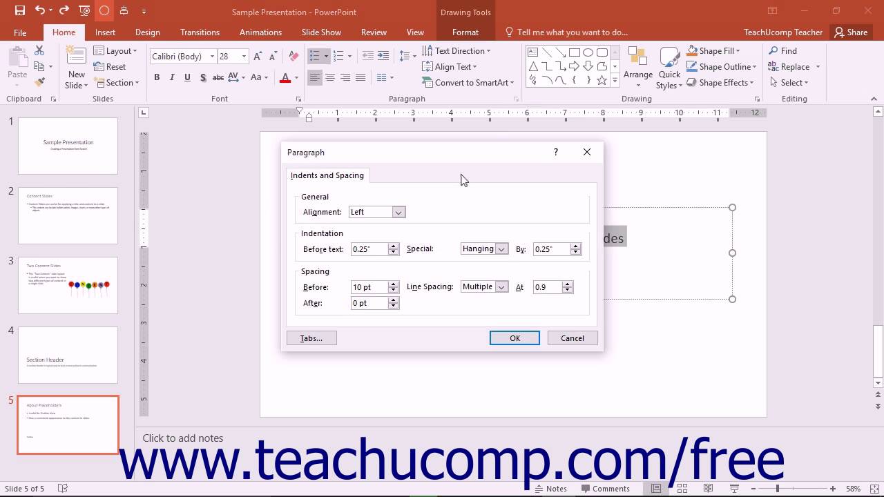 PowerPoint 2016 Tutorial Paragraph Formatting Microsoft Training
