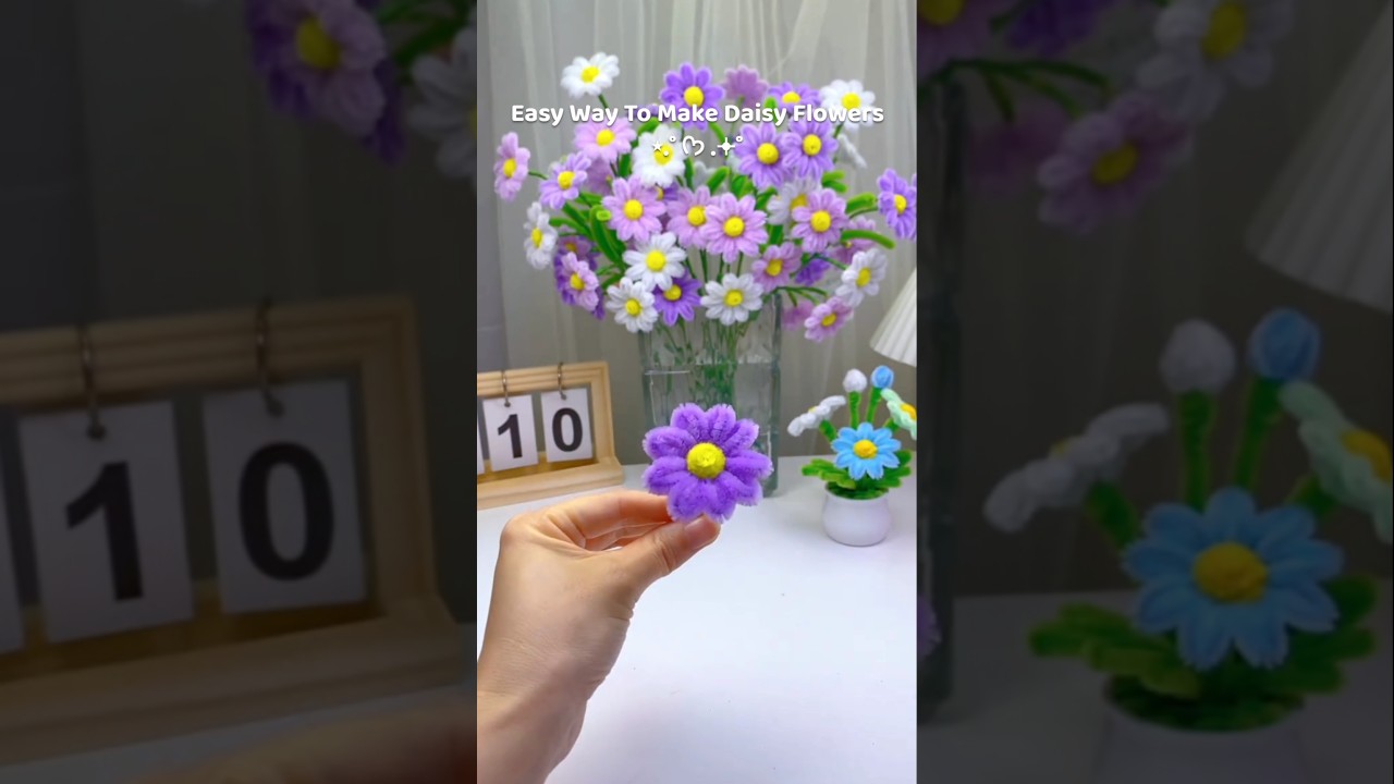 How to make beautiful daisy with pipe cleaners #pipecleaners #flowerscraft #handmadepipes