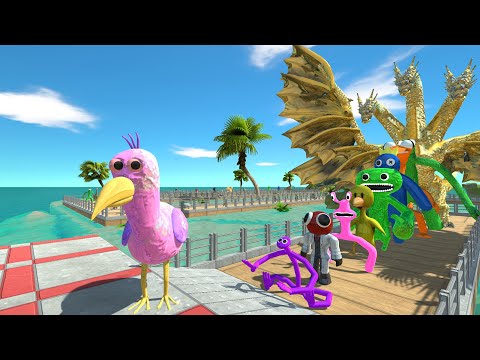 Opila Bird vs Rainbow Friends OASIS DEATH RUN - Animal Revolt Battle Simulator