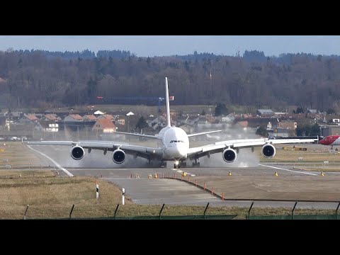 Sturm Lolita - Landung A380 in Zurich EK87