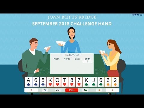 September 2018 Challenge Hand – Learn to play bridge with Joan Butts