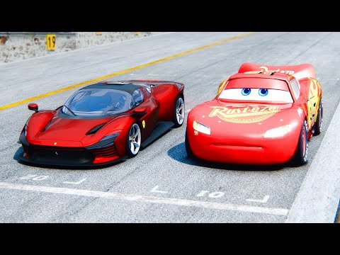 Lightning McQueen vs Ferrari Daytona SP3 at Drag Race 20 KM