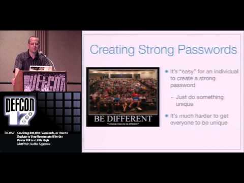 DEF CON 17 - Matt Weir - Cracking 400000 Passwords