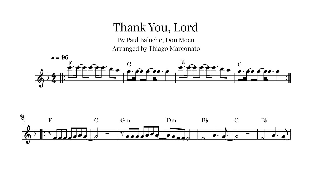 THANK YOU, LORD (Paul Baloche and Don Moen) | Lead sheet
