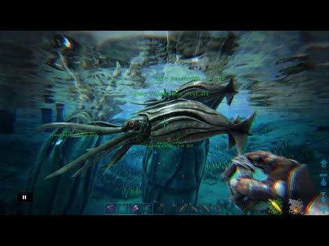 ARK: Survival Evolved Day 291 on Crystal Isles, Hatching the Tosoteuthis Egg (Giant Squid).