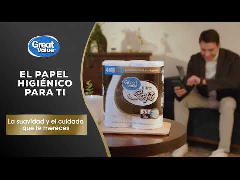 thumbnail video image 2 of Papel higiénico Great Value ultra soft 16 rollos con 200 hojas triples c/u, 2 of 5