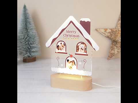 Personalised 3D lamp house shaped with wooden base