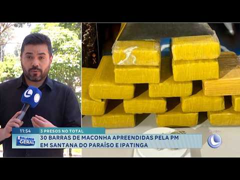 PM apreende 30 barras de maconha e prende três envolvidos em ação conjunta em Santana do Paraíso e Ipatinga