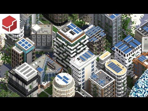 MegaMinerDL - Building a SUSTAINABLE CITY hub -- Minecraft time-lapse and cinematic