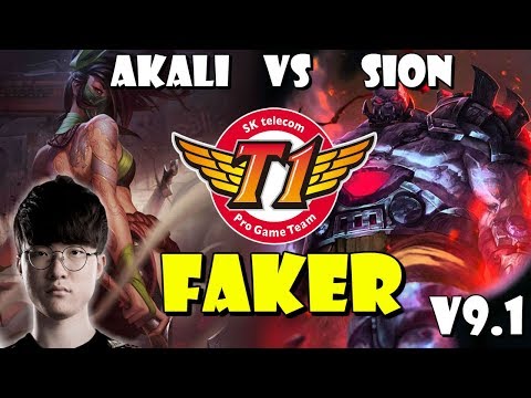 [ SKT T1 Faker ] - Akali vs Sion Mid - Patch 9.1 KR Ranked - KDA 1/1/4