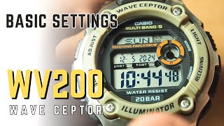 Casio WV-200 / WV200 Settings Tutorial: How to set time, date, city, format, language, WV200R WV200A