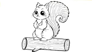 How to draw a squirrel easy step by step || Easy squirrel drawing