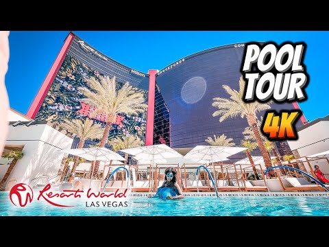 RESORTS WORLD Las Vegas FULL POOL TOUR in 4K!  🏖 (Gotta See This!)