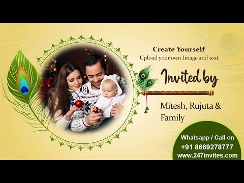 First Birthday Invitation | customize on 247invites.com | Krishna Theme Birthday Invitation Template