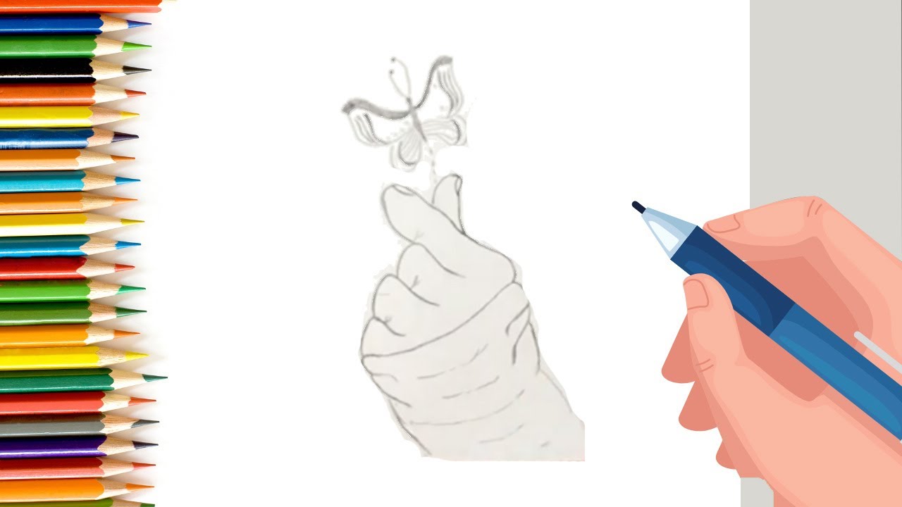How to draw butterfly in hand flying for Kids