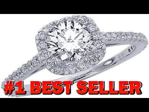 1.01 Carat 14K White Gold Gorgeous Classic Cushion Halo Style Diamond Engagement - B00HL8RY8K