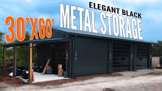 All-Black Metal Building Walkthrough | 30x60 Red Iron Workshop in Boer