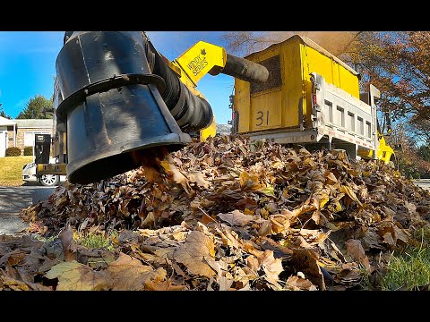 Giant Leaf Vacuum Truck sucks all the Fall Leaves