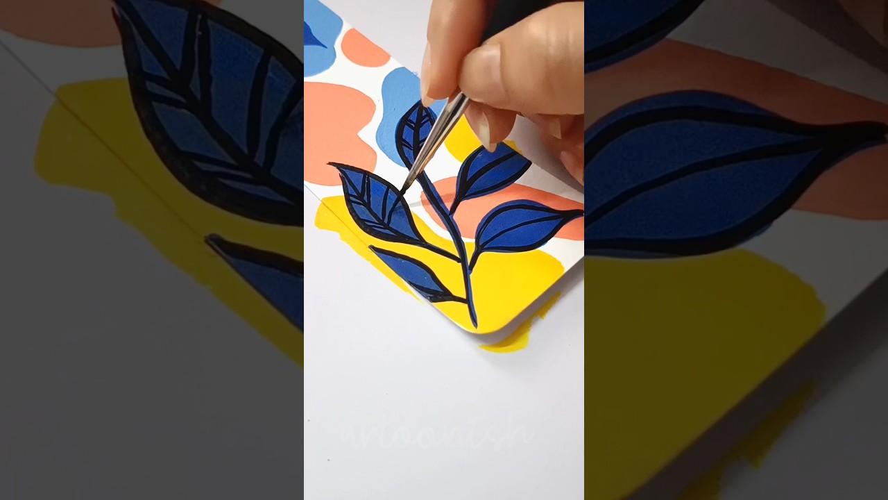 Aesthetic Colorful Boho Art Bookmark 🩷💛💙 Minimal Colorful Abstract Painting #bookmark #bohoart #art