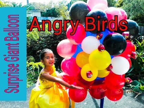 GIANT BALLOON SURPRISE Toys Huge Angry Birds Surprise Eggs Huevos Sorpresa Kids Balloons and Toys Video