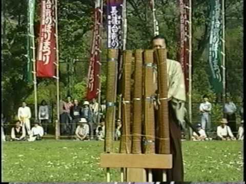 Samurai Sword Katana Demonstration in sacred battlefield of Ho...