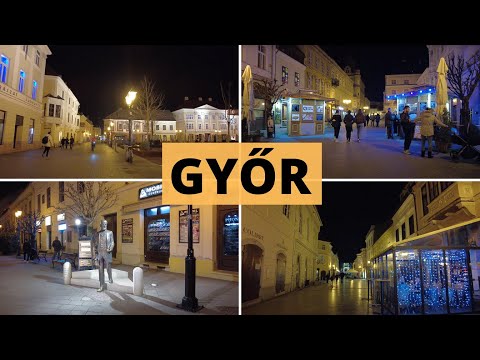 Downtown Evening Walking in Győr - Hungary [4k Ultra HD 60fps ]