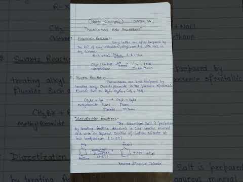 Haloalkane and Haloarene All important name Reactions Class 12 Chemistry Chapter 10|#shorts