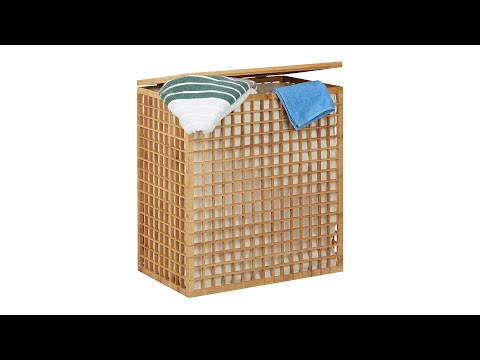 Panier à linge bambou 2 compartiments Marron - Bambou - Textile - 56 x 62 x 35 cm