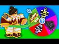 spin the RANDOM wheel of SKINS in Roblox Bedwars..