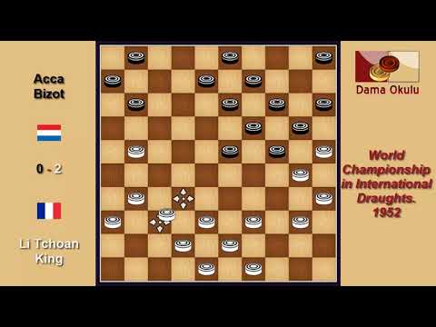 Li Tchoan King (FRA) - Acca Bizot (NLD). Draughts World Championship. 1952.