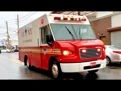 ⭐️ RARE ⭐️ FDNY Hazmat Operations Decon Support Unit with Division 8 Transport Vans Responding