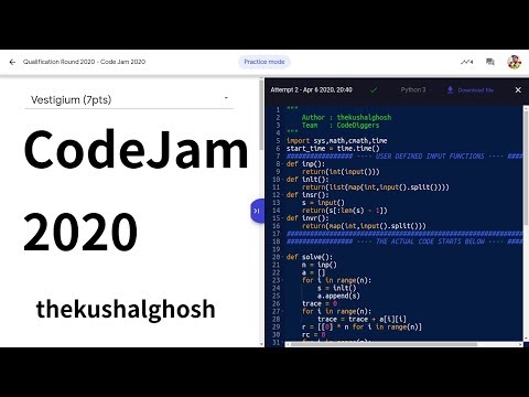 Google Code Jam 2020 Qualification Round Problems A B C D - Explained with logic and code / solution