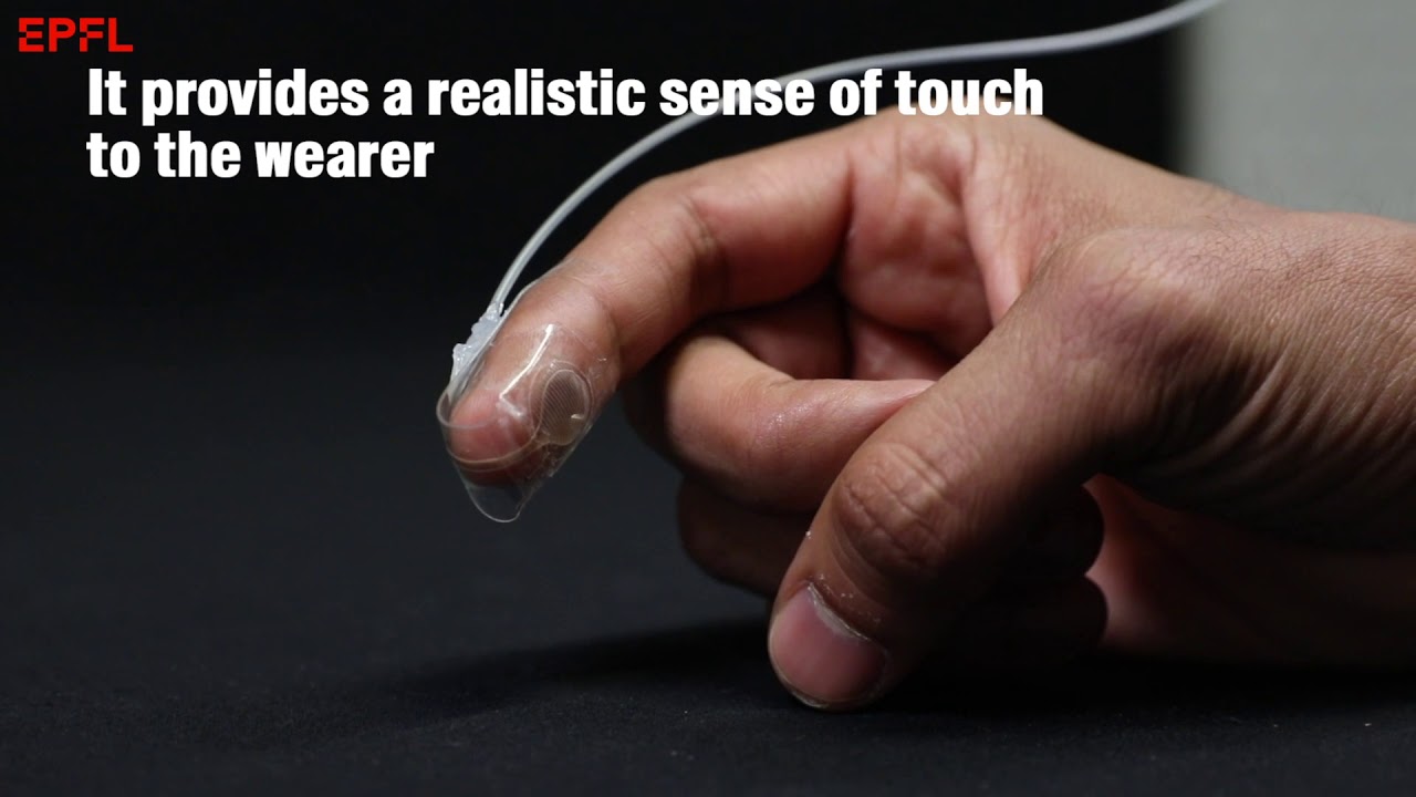 Artificial skin could help rehabilitation and enhance virtual reality - YouTube