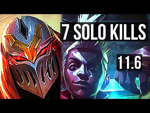 ZED vs EKKO (MID) | 7 solo kills, 1500+ games, Legendary, 20/6/13, 800K mastery | KR Master | v11.6