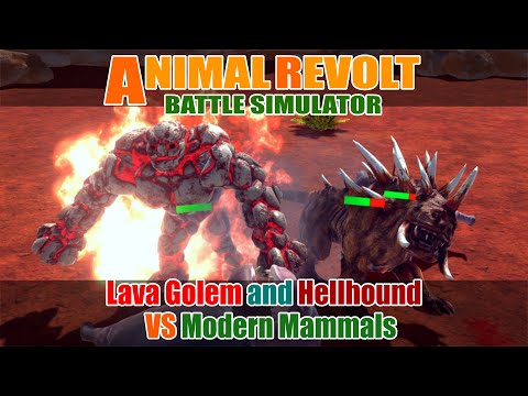Lava Golem and Hellhound vs Modern Mammals - Animal Revolt Battle Simulator