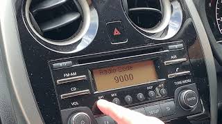 Nissan Note - enter the radio code
