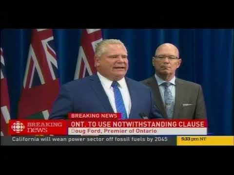 2018 09 10 Initial ruling against Ford Notwithstanding Clause CBCNN