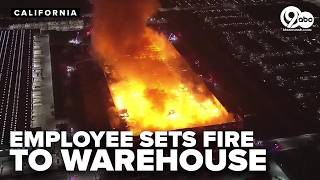Employee sets fire to paper goods warehouse in California and later arrested
