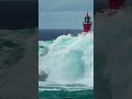 Towering Wave Slams Into Lighthouse! Unbelievable! #scaryocean #lighthouse #waves