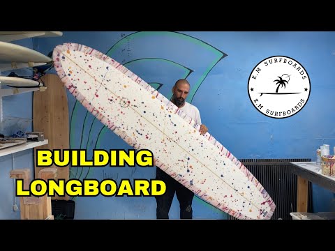 Surfboard Shaping and Glassing | Longboard Build with Resin Art [start to finish]