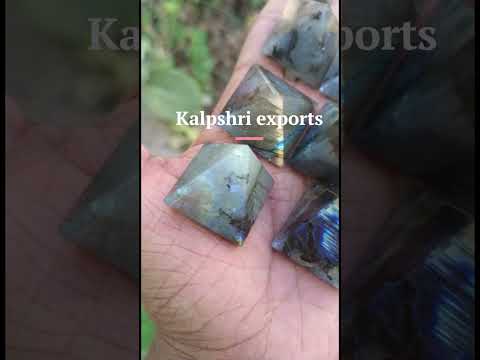 Black labradorite stone pyramids, for healing