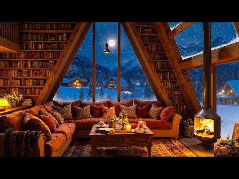 Cozy Winter Attic Ambience ❄️ Warm Piano Jazz, Gentle Wind & Fireplace Sounds for Relaxation