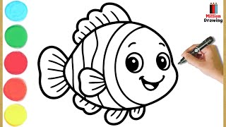 Fish Drawing for Kids - How to Draw a Fish Step by Step 🐟 🦈🐟🐠🐡