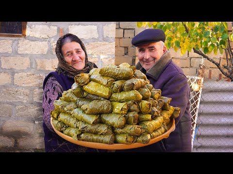 Azerbaijan National Dish: The Most Delicious GRAPE LEAVES DOLMA Recipe | Life in a Remote Village