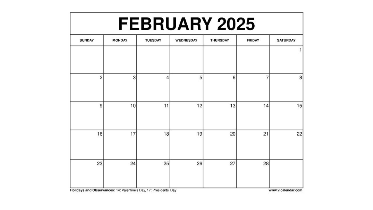 Free February 2025 Calendar Printable Templates with Holidays - VL Calendar