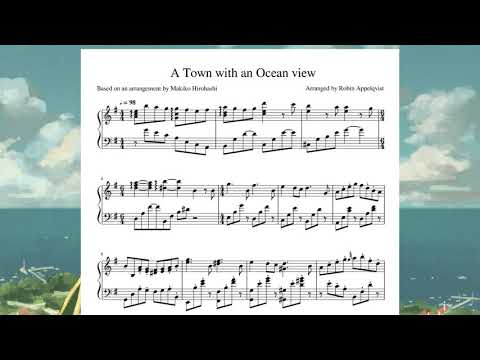 Kiki's Delivery Service - A Town with an Ocean view | Sheet Music | Piano Cover | Synthesia Tutorial