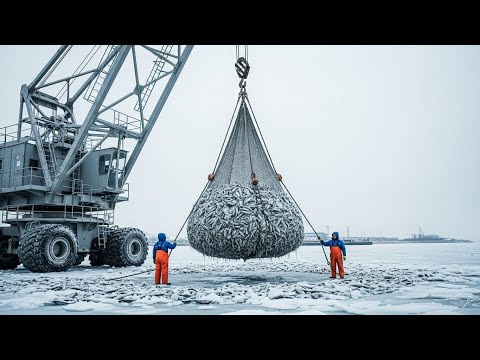 Incredible Giant Fish Catching Under Ice | Amazing Ice River Fishing Techniques